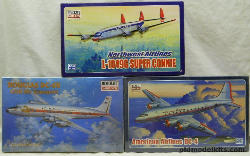 Minicraft 1/144 14531 DC-4 American Airlines / 14459 DC-6B CAT Civil Air Transport / 14513 Lockheed Super G Constellation Northwest Airlines plastic model kit